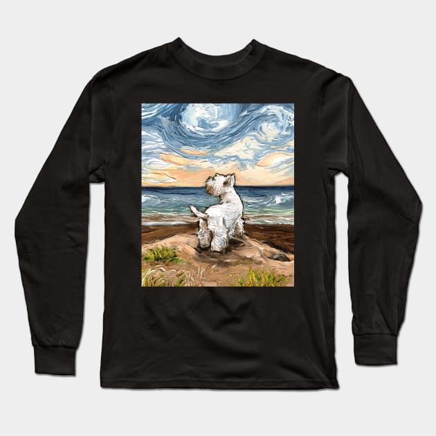 Beach Day - Westie Long Sleeve T-Shirt by sagittariusgallery